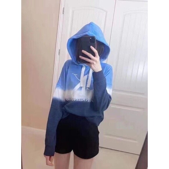 Calvin Klein Jeans Women’s Pullover Long Sleeve Hoodie Sweatshirt Blue Navy L - Picture 10 of 11